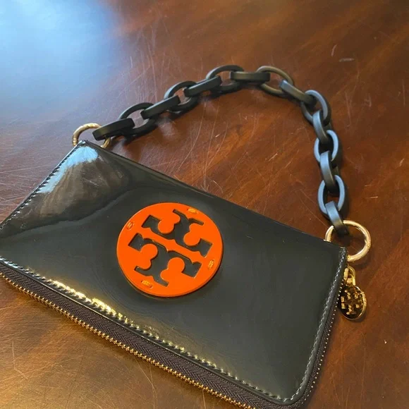 Tory Burch Black and Orange Clutch - Picture 2 of 5